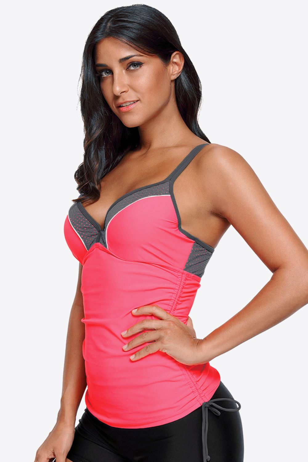 Contrast Sweetheart Neck Swim Cami Easy Apparels