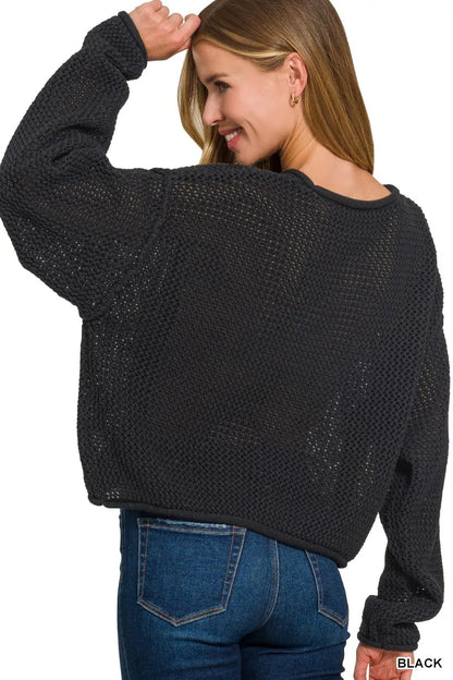 Zenana Textured Drop Shoulder Knit Top Easy Apparels