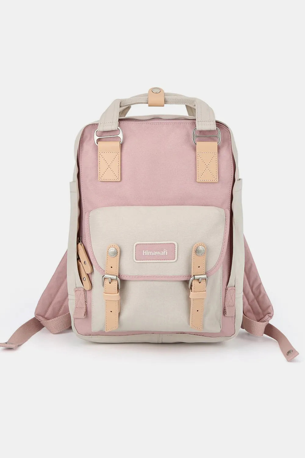 Himawari Contrast Water and Scratch-Resistant Nylon Backpack Bag Pink One Size Easy Apparels