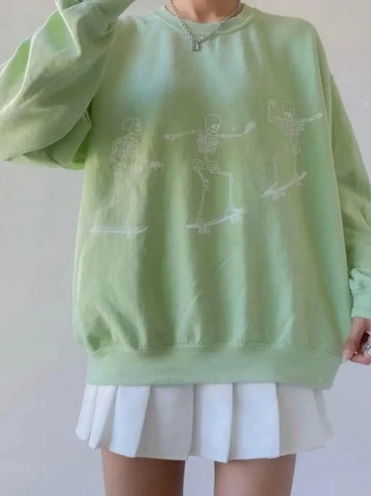 Trendsi Skeleton Graphic Oversized Sweatshirt