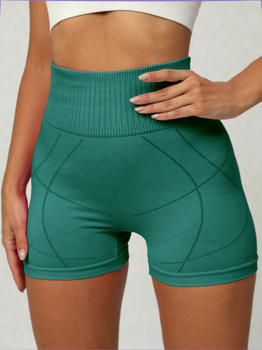 High Waist Active Shorts Teal Easy Apparels