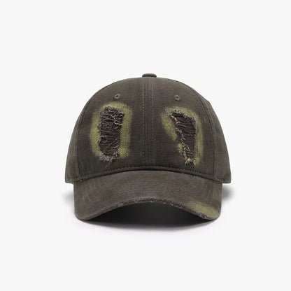 Distressed Cotton Baseball Cap Army Green One Size Easy Apparels