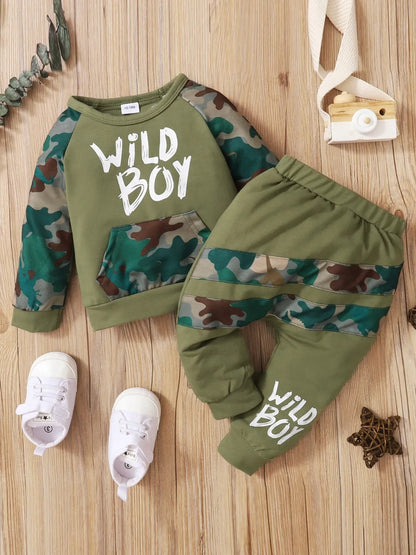 Children's Camouflage Top and Pants Set Army Green Easy Apparels