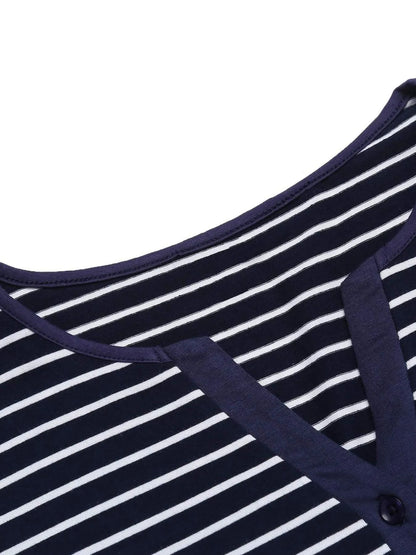 Striped Long Sleeve Lounge Dress Easy Apparels