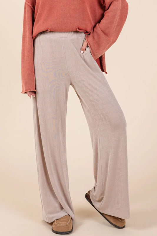Mittoshop Elastic Waist Pants with Side Pockets Dust Storm Easy Apparels