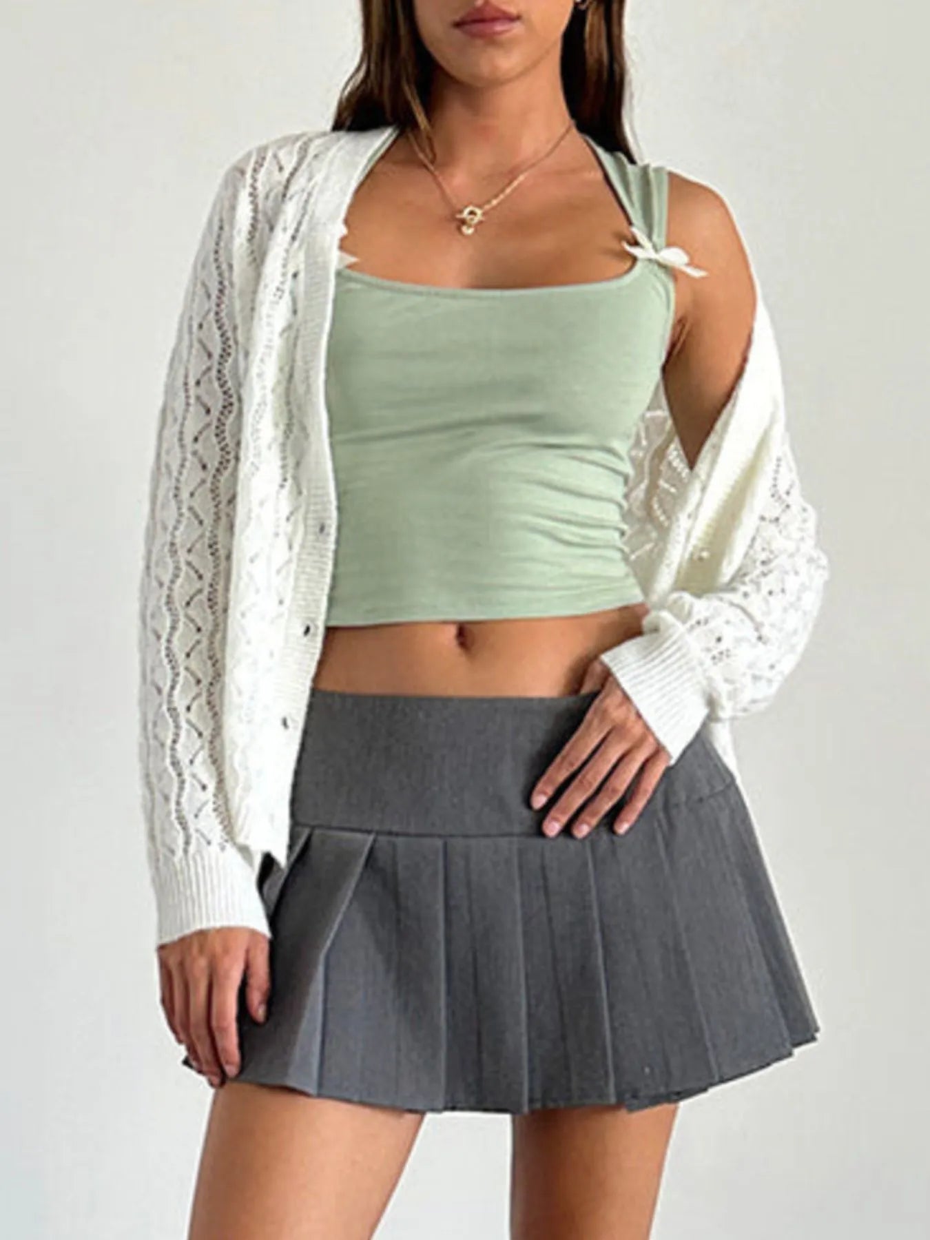 Trendsi Bow Detail Square Neck Cropped Tank