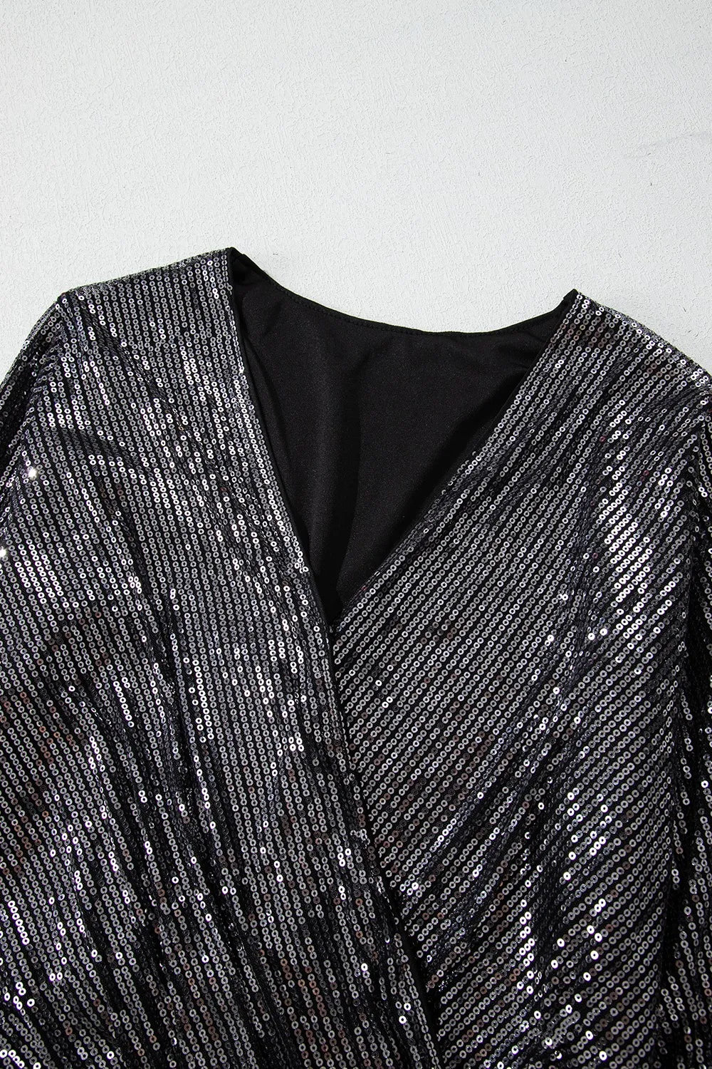 Trendsi Sequin Surplice Long Sleeve Bodysuit