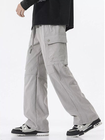 Men's Full Size Drawstring Cargo Wide Leg Pants Plus Size Easy Apparels
