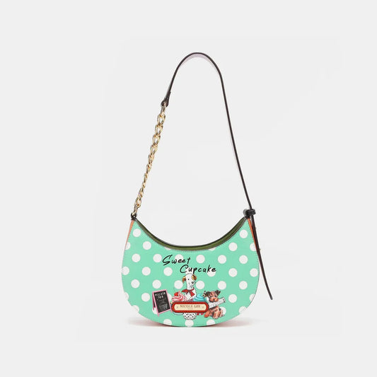Nicole Lee USA Vegan Leather Polka Dot Shoulder Bag Cupcake Dog One Size Easy Apparels