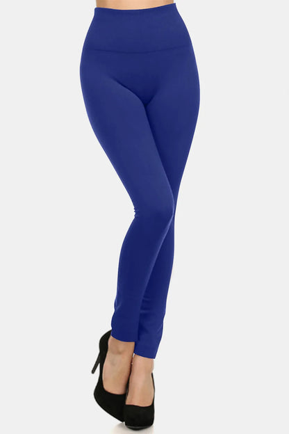 Yelete Seamless High Waist Fleece Leggings Navy One Size-Regular Easy Apparels