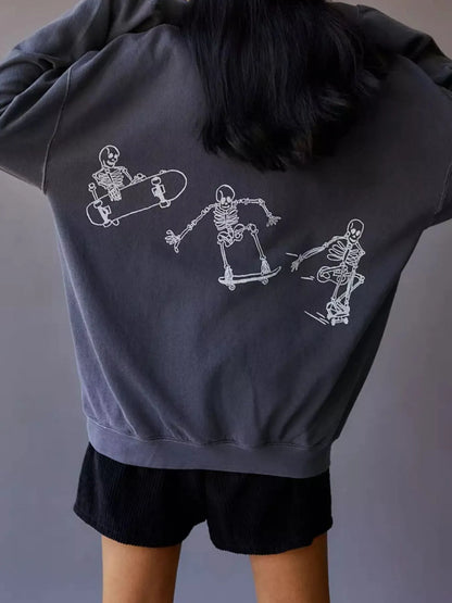 Trendsi Skeleton Graphic Oversized Sweatshirt