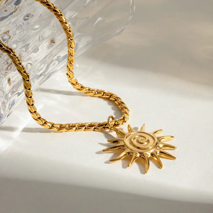 18K Gold-Plated Sun Pendant Necklace Easy Apparels