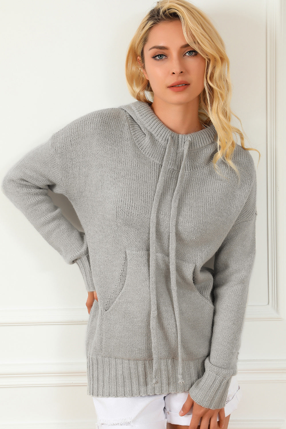 Drawstring Hooded Sweater with Pocket Easy Apparels