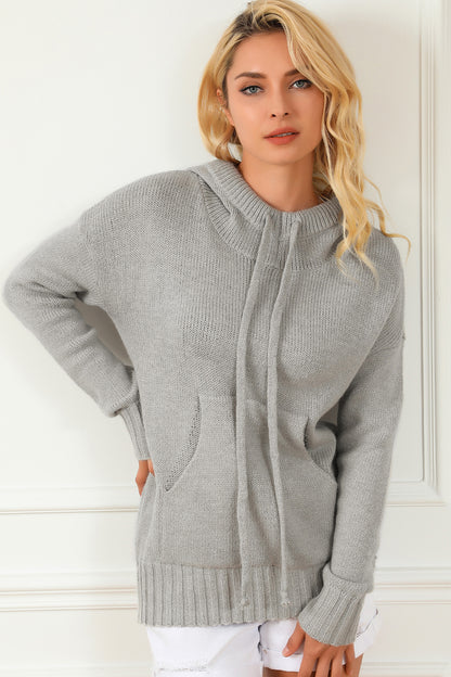 Drawstring Hooded Sweater with Pocket Easy Apparels