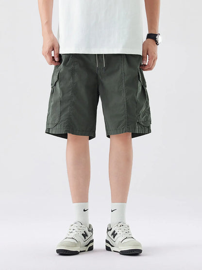 Men's Full Size Drawstring Cargo Shorts Plus Size Green Easy Apparels