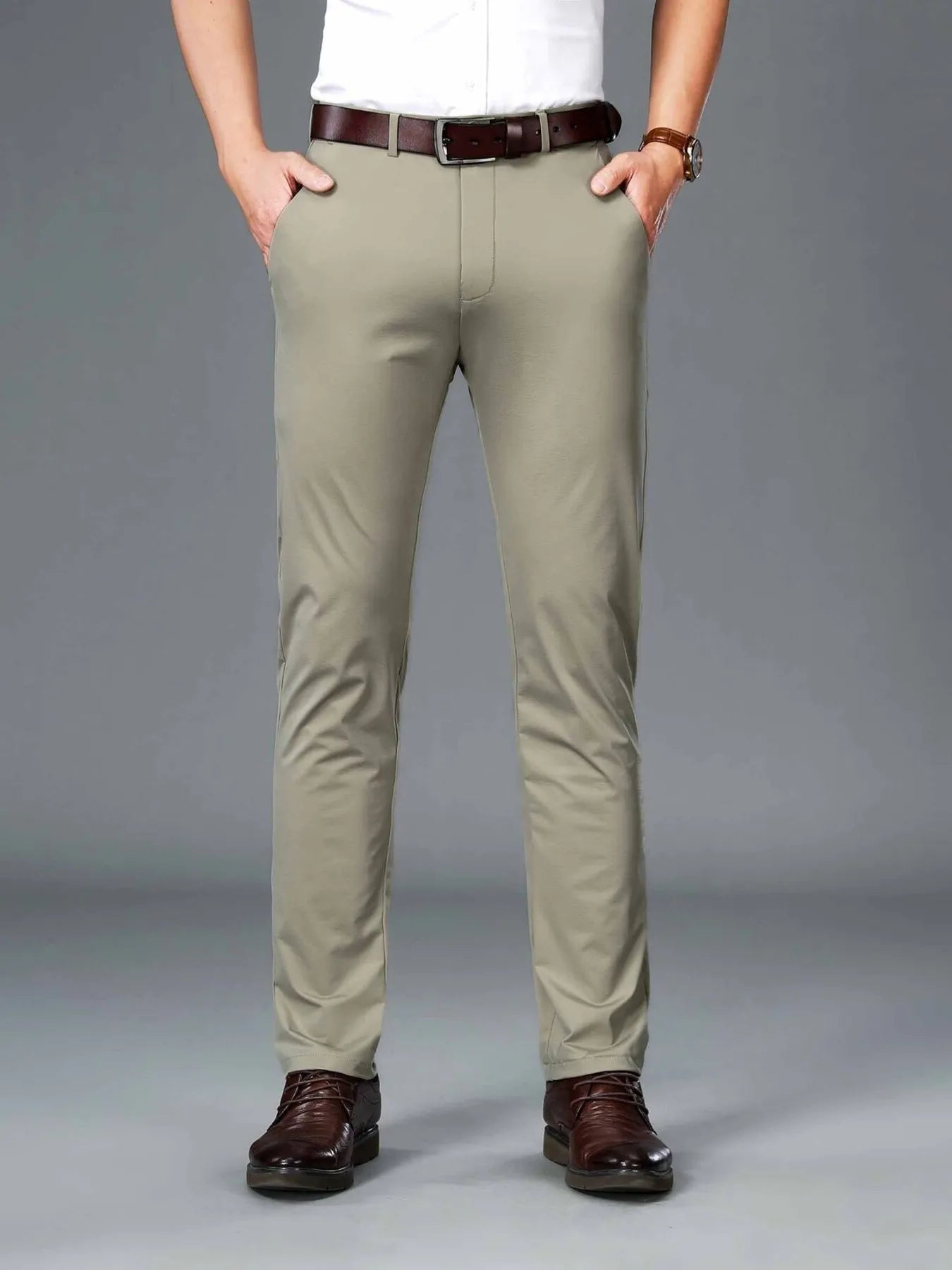 Men's Slim Fit Pants Light Khaki Easy Apparels