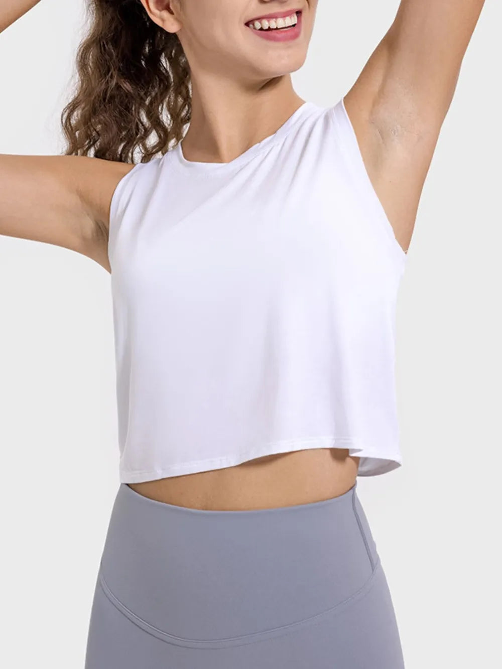 Millennia Drawstring Cutout Round Neck Active Tank Easy Apparels
