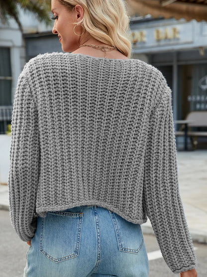 Round Neck Button Up Cardigan with Pockets Easy Apparels