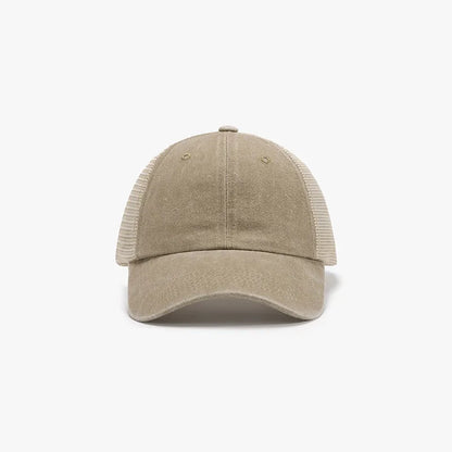 Breathable Mesh Adjustable Baseball Cap Tan One Size Easy Apparels