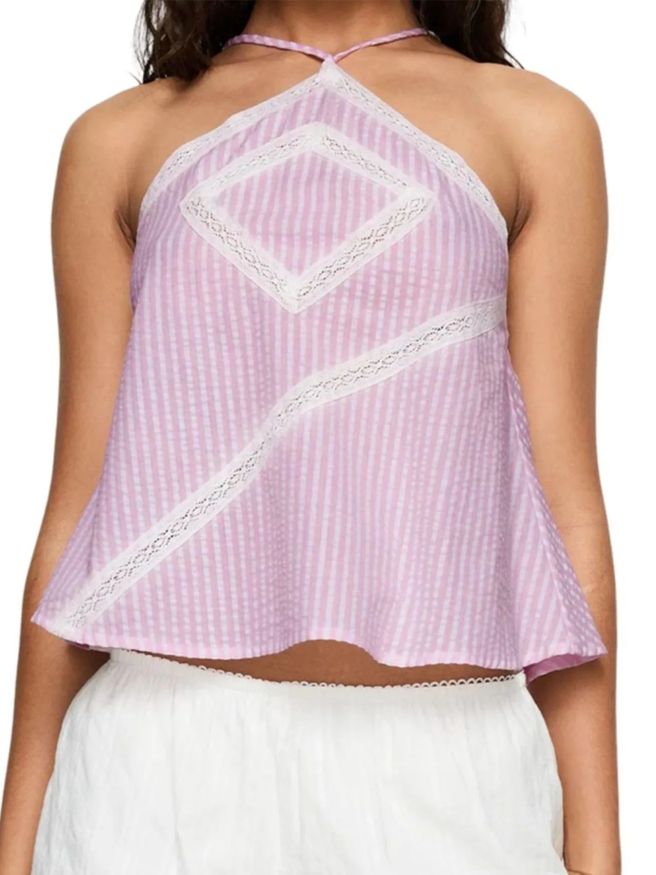 Trendsi Striped Halter Neck Cami Pink