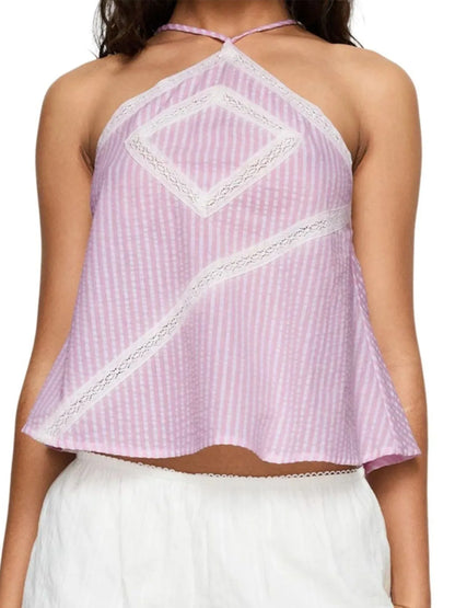 Trendsi Striped Halter Neck Cami Pink