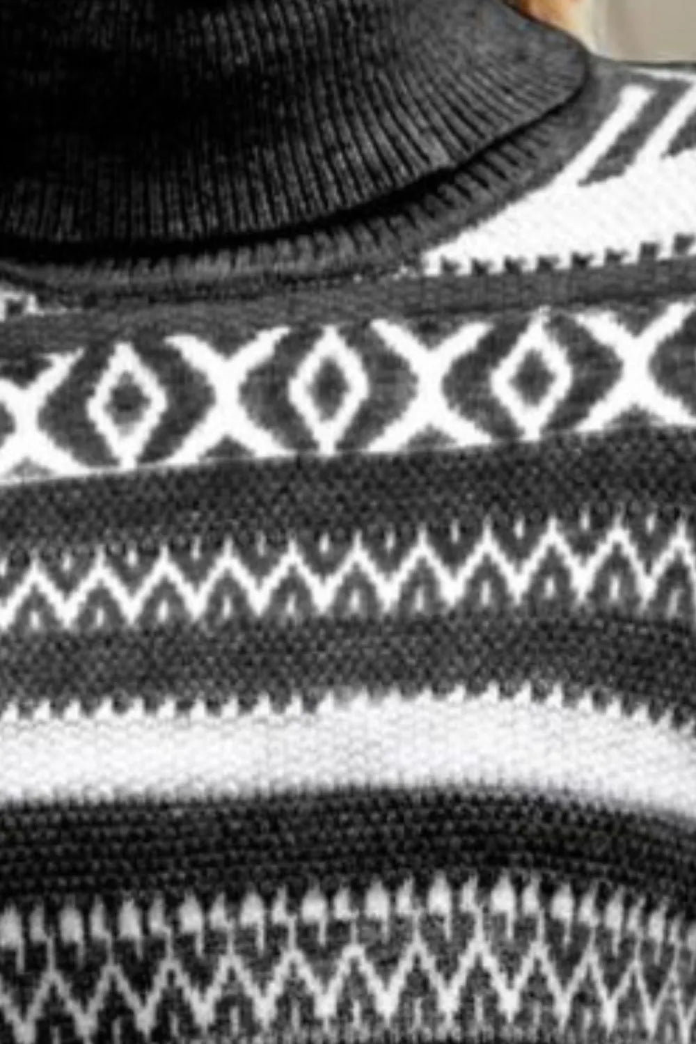 Geometric Turtleneck Long Sleeve Sweater Easy Apparels