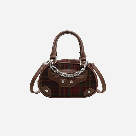 Plaid Print Crossbody Bag Brown One Size Easy Apparels