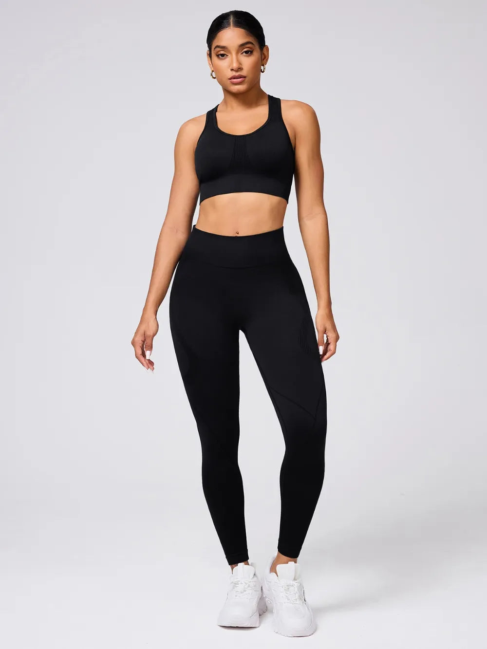 Round Neck Wide Strap Tank and Leggings Active Set Black Easy Apparels