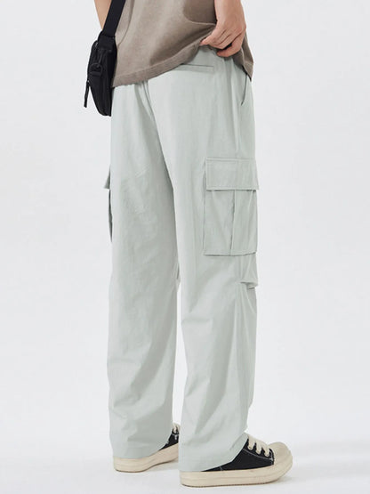 Men's Full Size Multi-Pocket Tactical Cargo Pants with Drawstring Waist Plus Size Easy Apparels