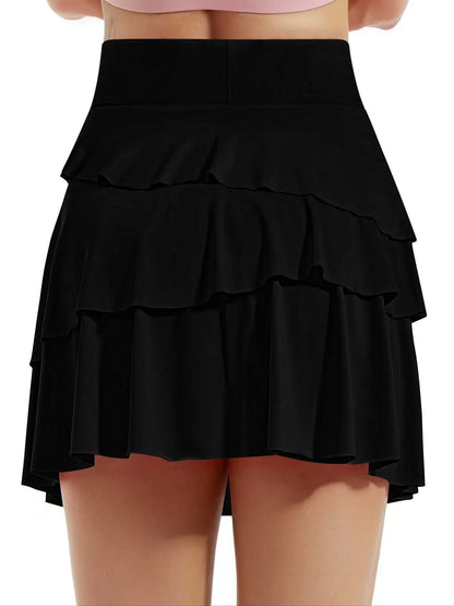 Tiered Ruffle Active Skort Easy Apparels