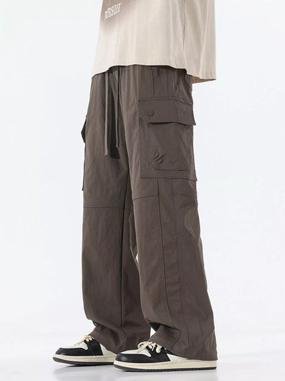 Men's Full Size Drawstring Cargo Wide Leg Pants Plus Size Easy Apparels