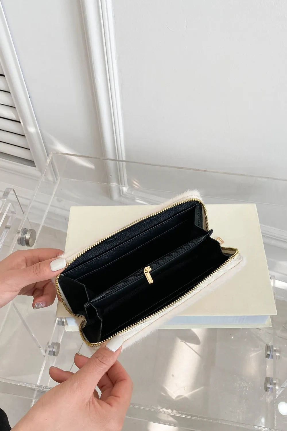 Solid Color Fluff Rectangle Wallet Easy Apparels