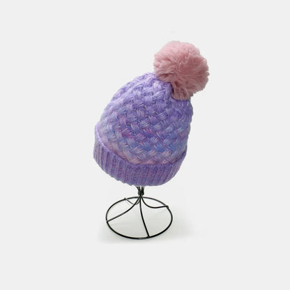 Gradient Knit Hat with Pompom Lavender One Size Easy Apparels