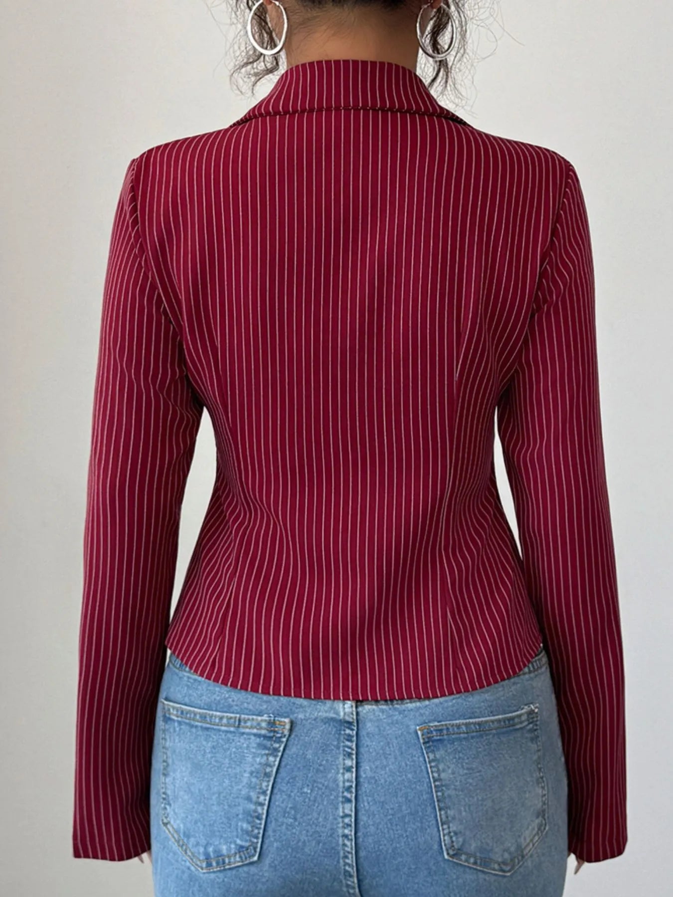 Trendsi Striped Button-Up Fitted Shirt