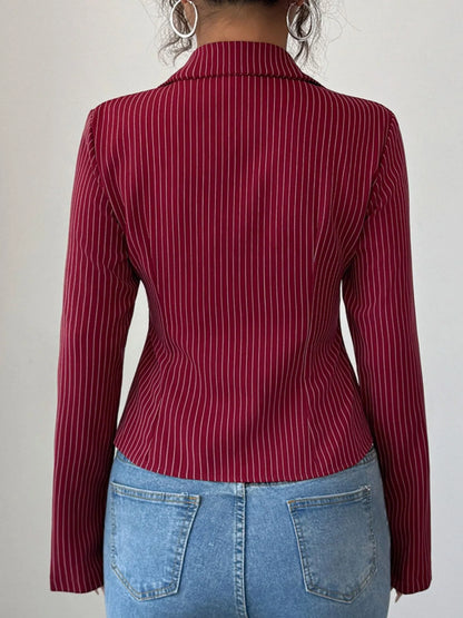 Trendsi Striped Button-Up Fitted Shirt