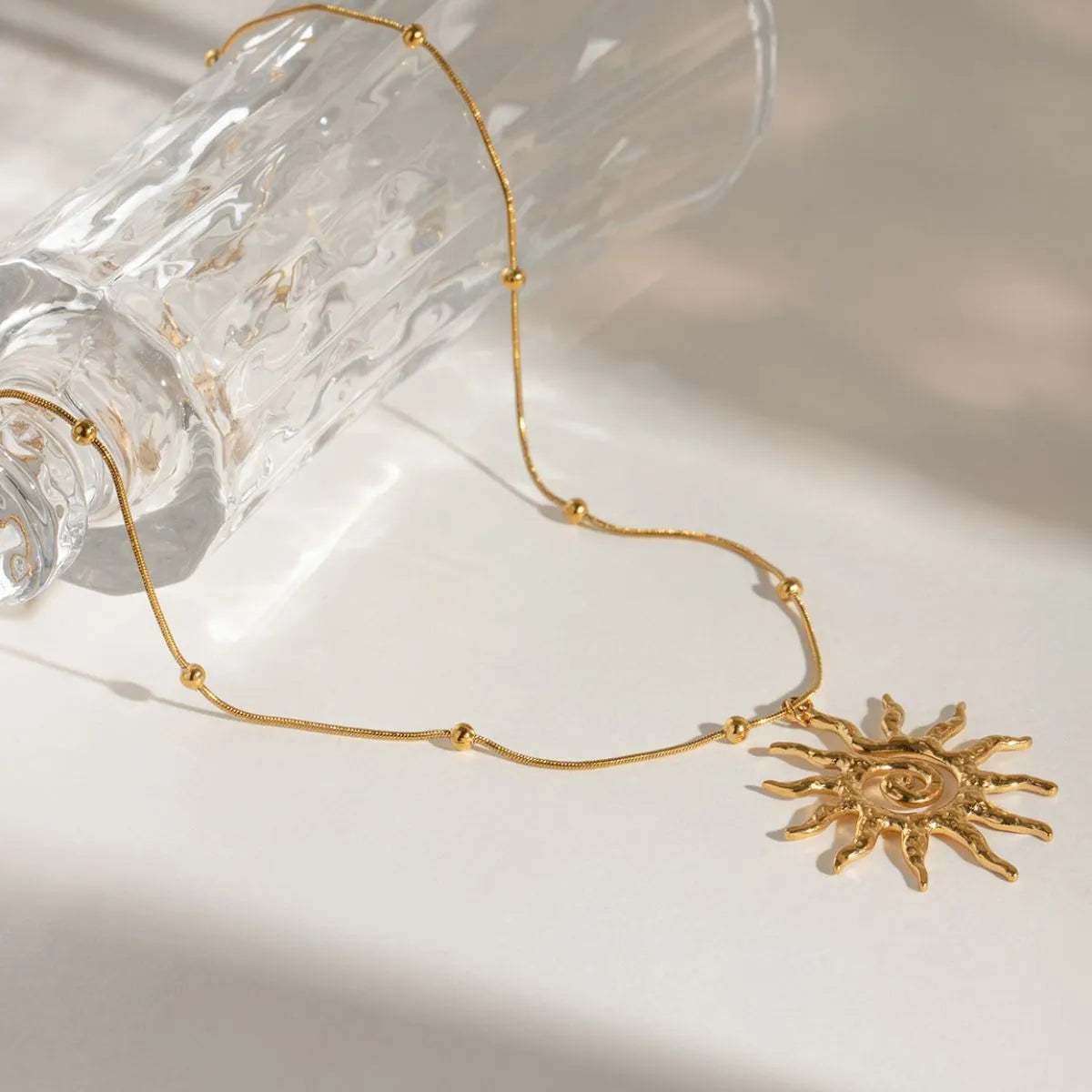 18K Gold-Plated Sun Pendant Necklace Easy Apparels