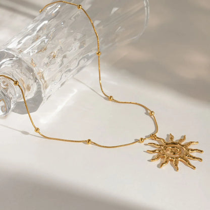 18K Gold-Plated Sun Pendant Necklace Easy Apparels