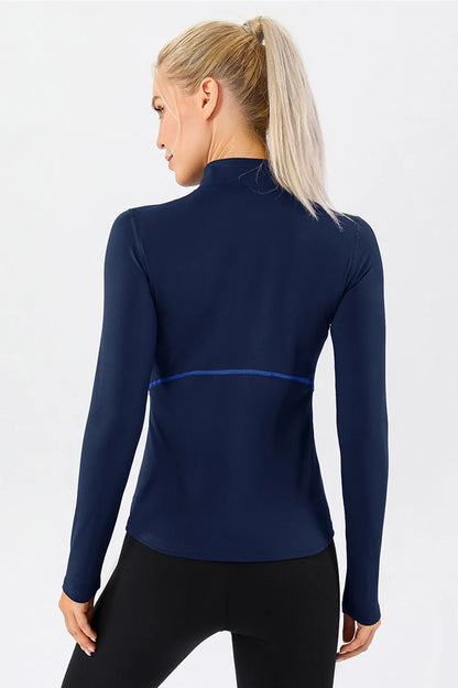 Mock Neck Quarter Zip Active T-Shirt Easy Apparels