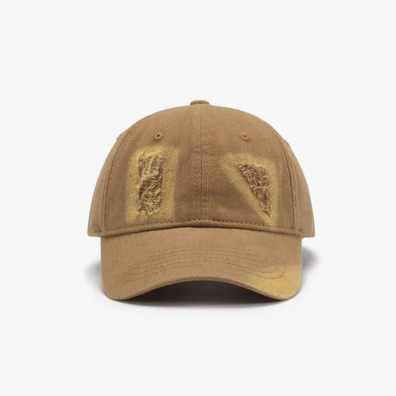 Distressed Cotton Baseball Cap Camel One Size Easy Apparels