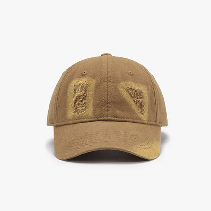 Distressed Cotton Baseball Cap Camel One Size Easy Apparels