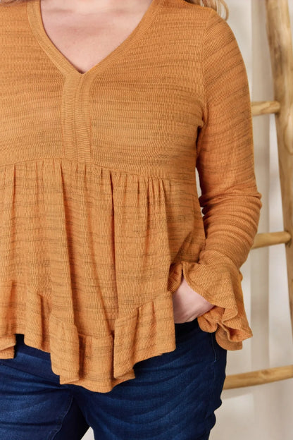 Trendsi Hailey & Co Full Size V-Neck Flounce Sleeve Blouse
