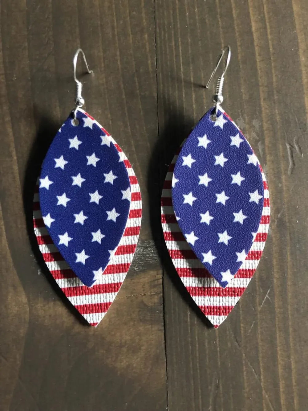 PU Leather Leaf Dangle Earrings Flag One Size Easy Apparels