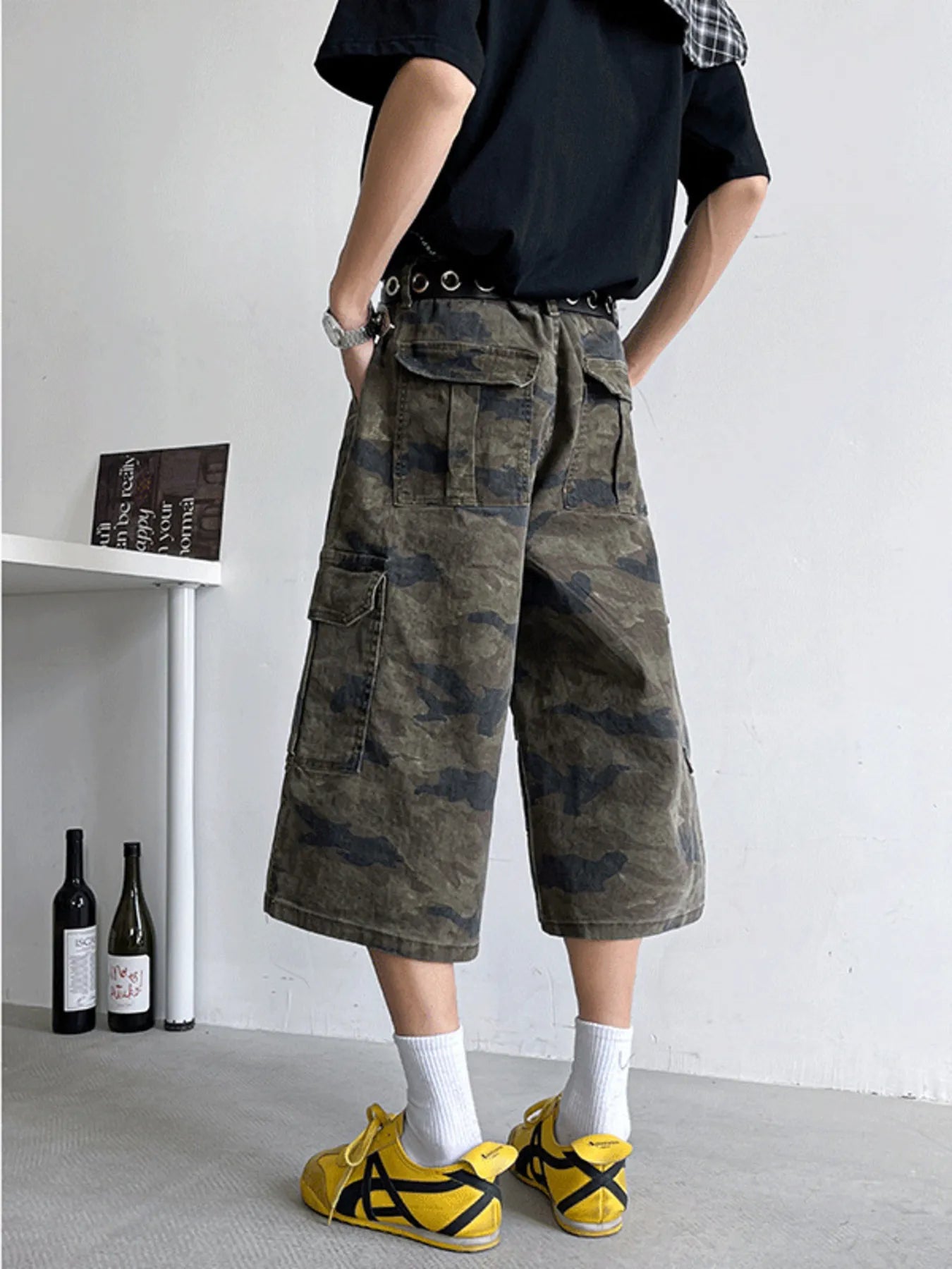 Men's Full Size Camouflage Wide Leg Denim Shorts Plus Size Easy Apparels