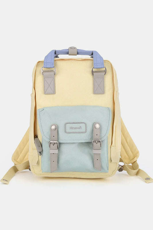 Himawari Contrast Water and Scratch-Resistant Nylon Backpack Bag Light Yellow One Size Easy Apparels