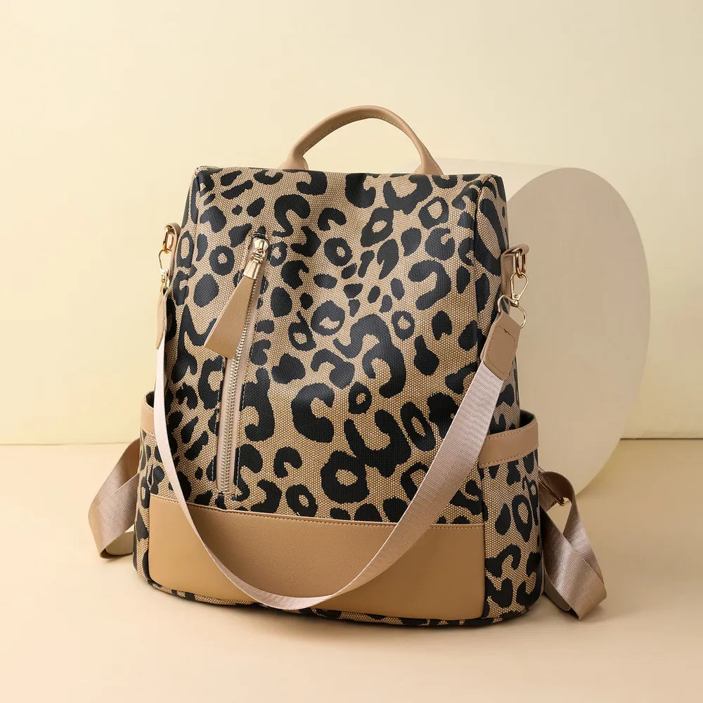 Leopard PU Leather Backpack Bag Easy Apparels