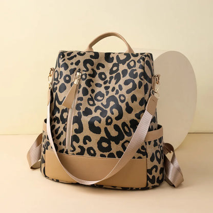 Leopard PU Leather Backpack Bag Easy Apparels
