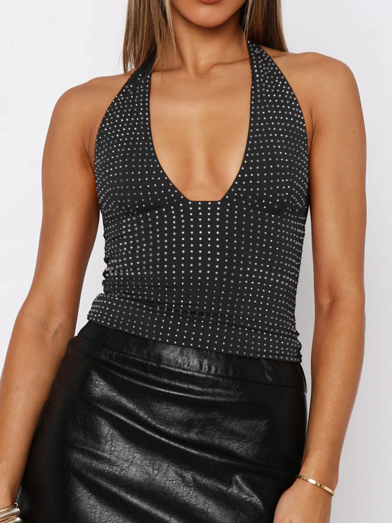Trendsi Sequin Halter Neck Cami Wine Red