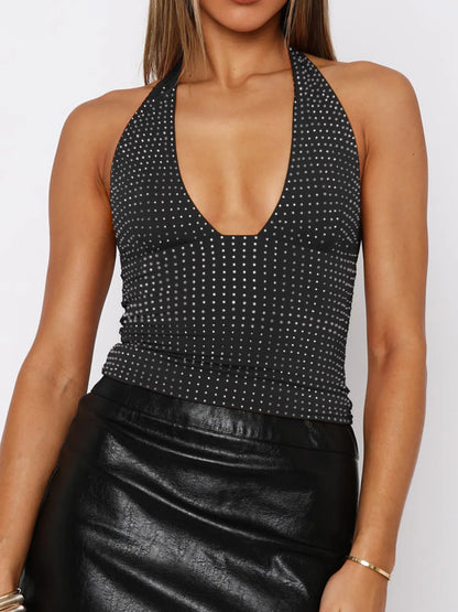 Trendsi Sequin Halter Neck Cami Wine Red