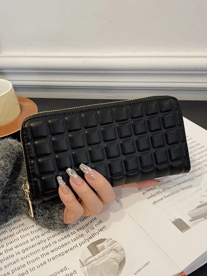 PU Leather Solid Color Wallet Black One Size Easy Apparels