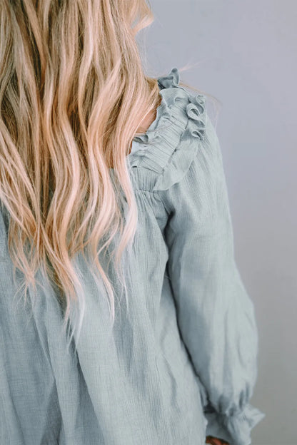 Trendsi Frill Trim Flounce Sleeve Blouse